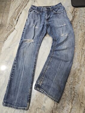 Ariat M4 Low Rise Boot Cut Jeans Men’s 29" Distressed Medium Wash Workwear